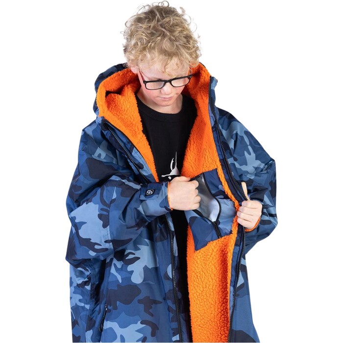 2024 Dryrobe Advance Junior Cambio De Manga Larga Robe V3KSLSDA - Camuflaje Azul / Orange